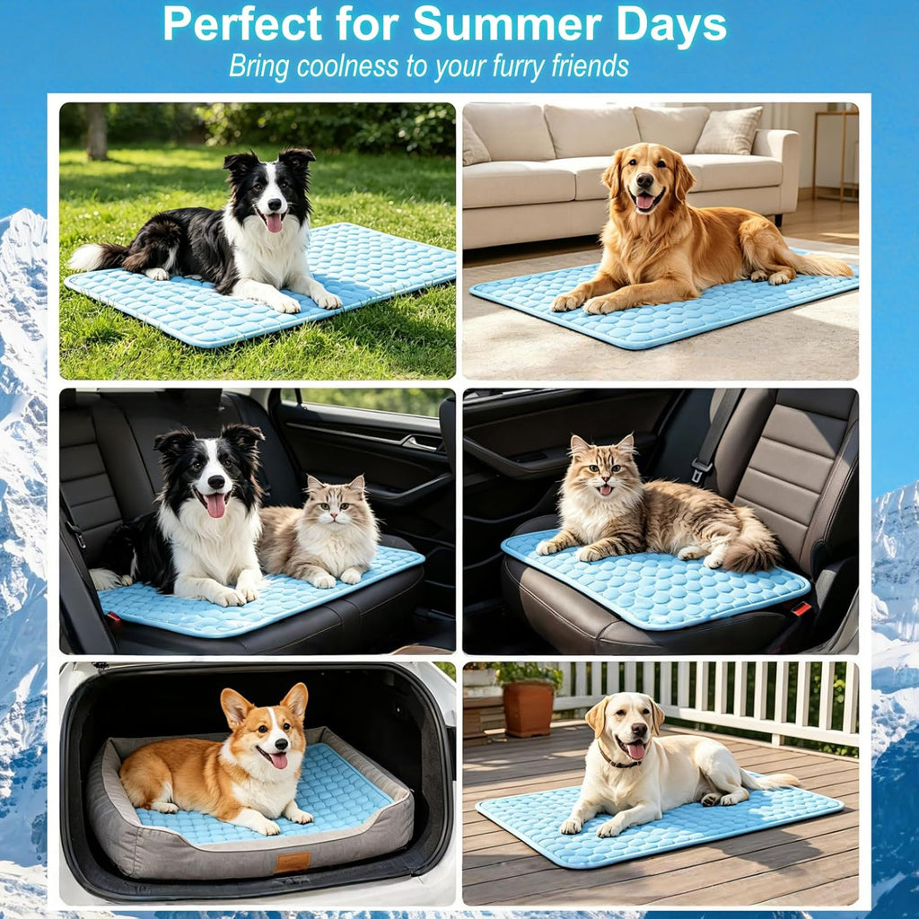 Cooling Mat for Dogs, Arc-Chill Q-Max>0.4 Washable Breathable Pad | Dog Cooling Mat with Non-Slip Base, Non-Toxic Foldable Pad, Fast Heat Release for Indoor Outdoor Car Summer Use