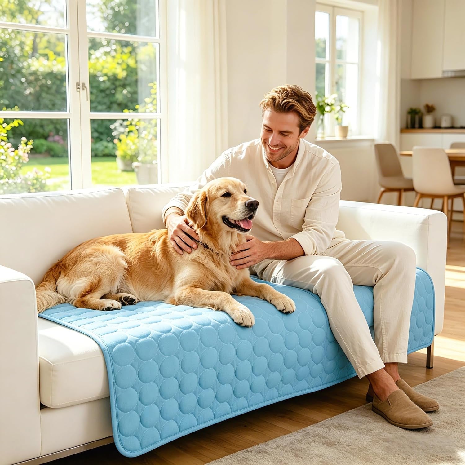 Cooling Mat for Dogs, Arc-Chill Q-Max>0.4 Washable Breathable Pad | Dog Cooling Mat with Non-Slip Base, Non-Toxic Foldable Pad, Fast Heat Release for Indoor Outdoor Car Summer Use