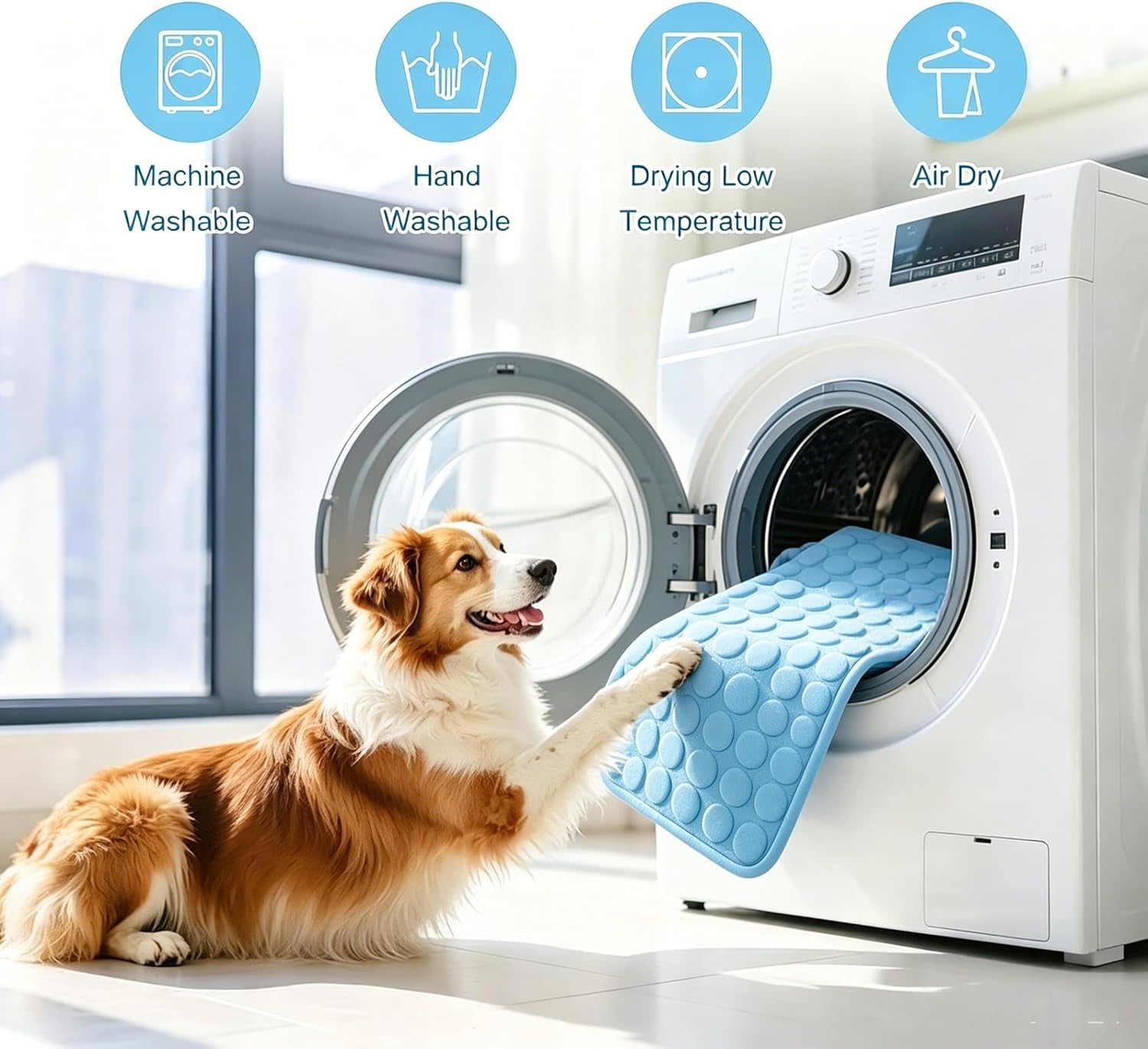 Cooling Mat for Dogs, Arc-Chill Q-Max>0.4 Washable Breathable Pad | Dog Cooling Mat with Non-Slip Base, Non-Toxic Foldable Pad, Fast Heat Release for Indoor Outdoor Car Summer Use