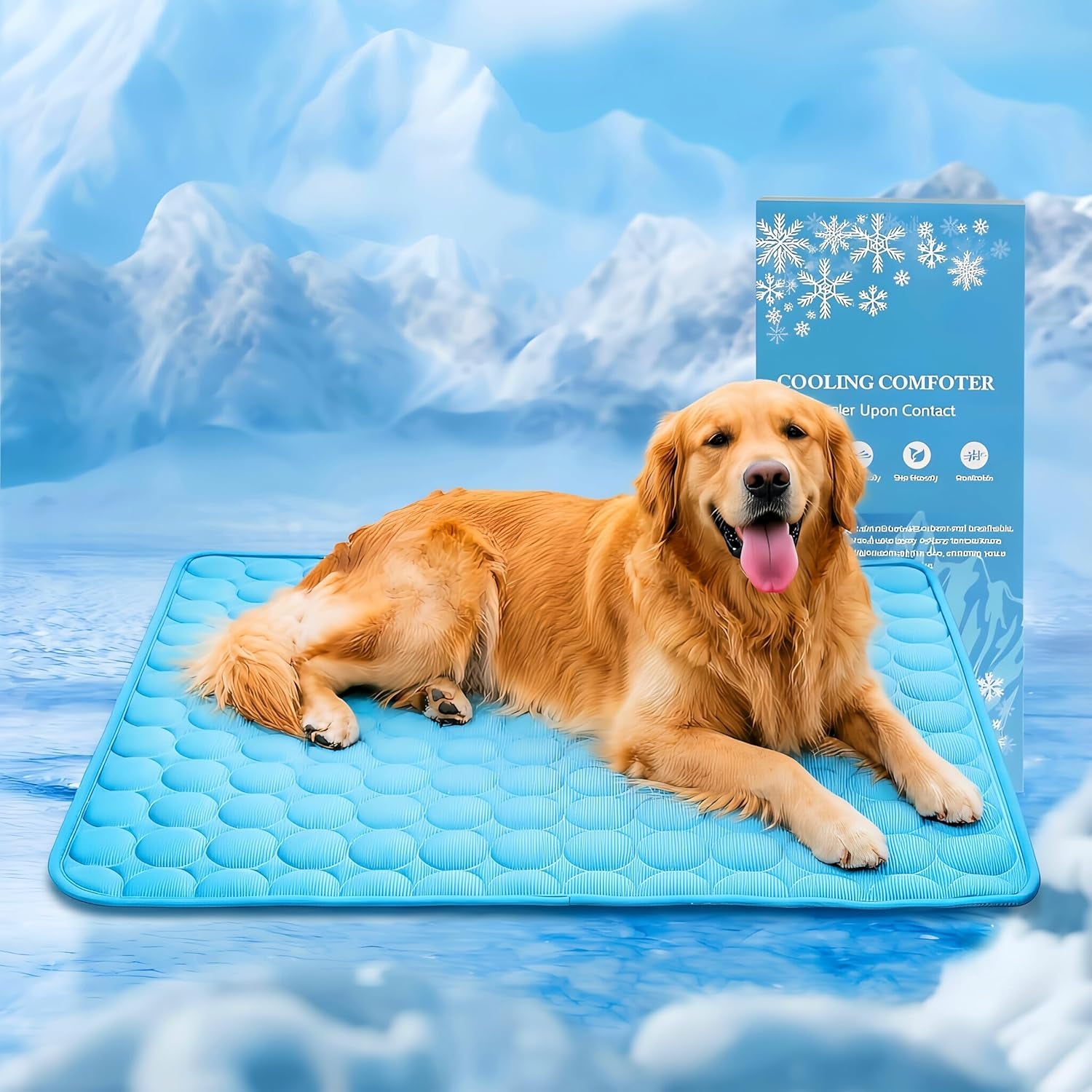 Cooling Mat for Dogs, Arc-Chill Q-Max>0.4 Washable Breathable Pad | Dog Cooling Mat with Non-Slip Base, Non-Toxic Foldable Pad, Fast Heat Release for Indoor Outdoor Car Summer Use